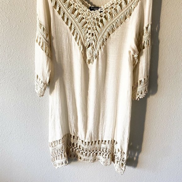 Miss Kelly 1999 cream knit tunic size M/L boho cotton blend - Picture 7 of 8